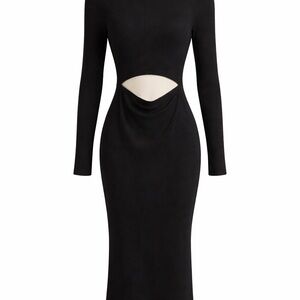 Tyche Black Long Sleeve Cut-Out Dress